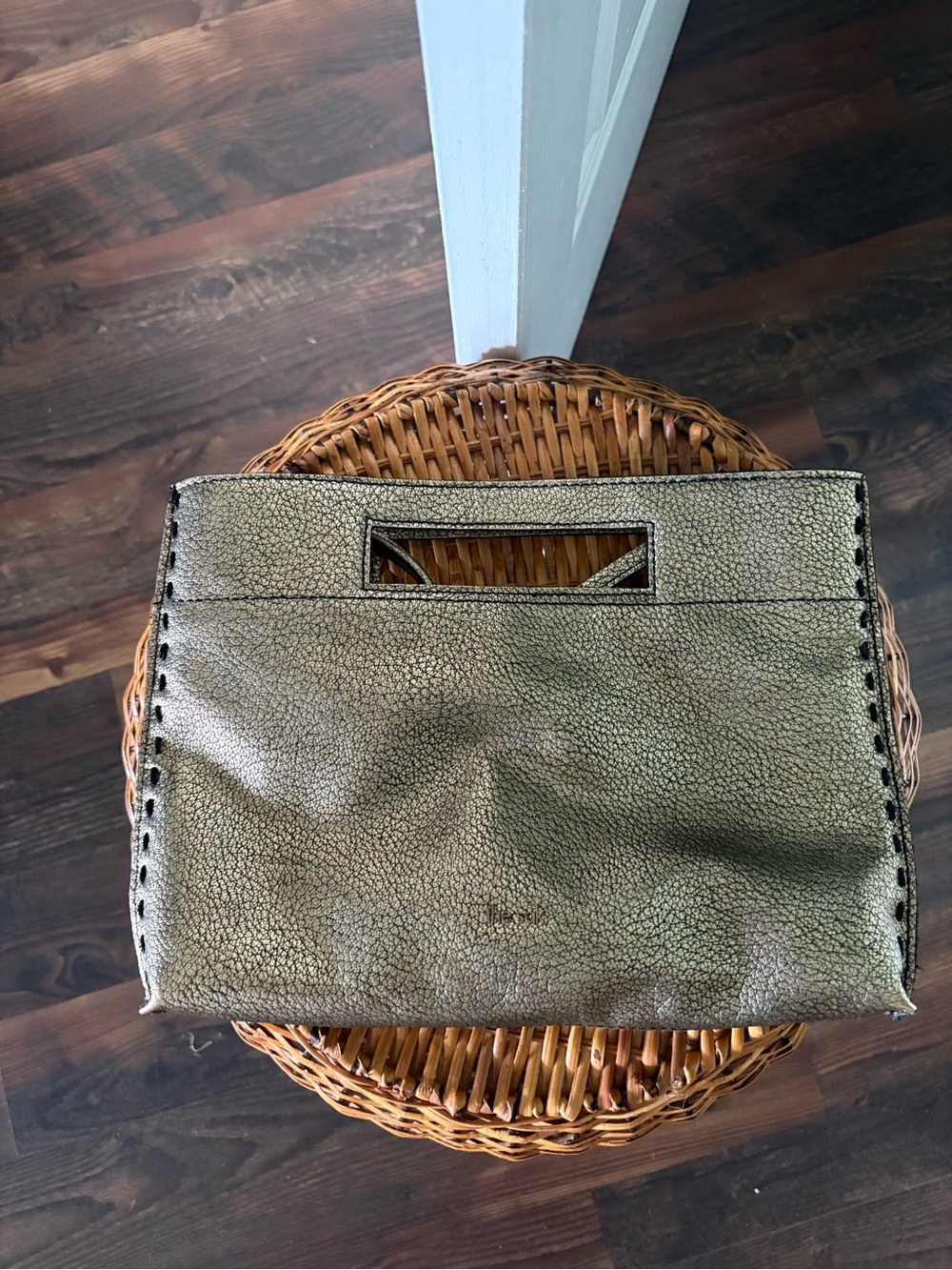 The Sak Metallic Gold Leather Cutout Handle Crossbody